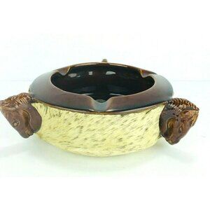 Vintage Horse Hair Head Ashtray Equestrian Cigarette Western Cowboy Man Cave